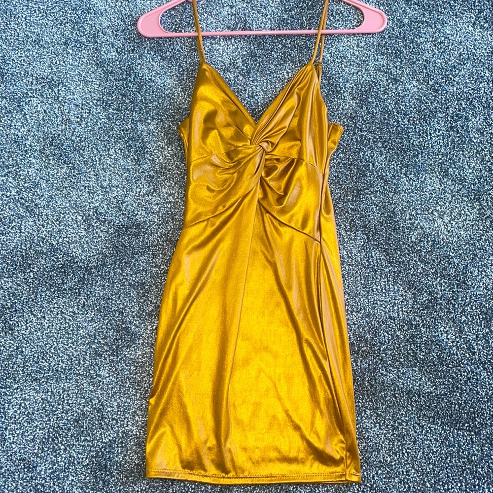Gold mini dress